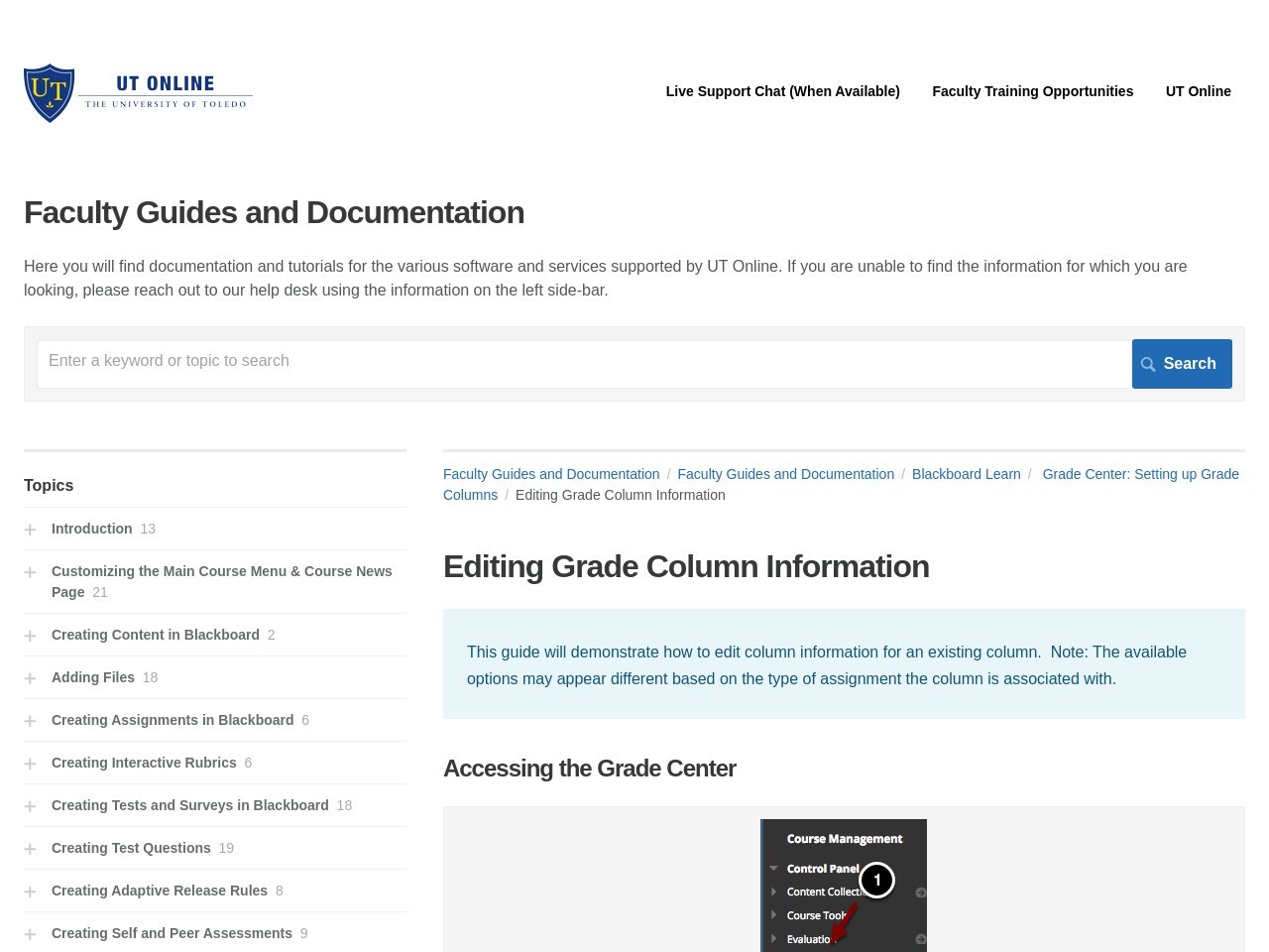 Editing Grade Column Information | Blackboard Learn ... - Sites
