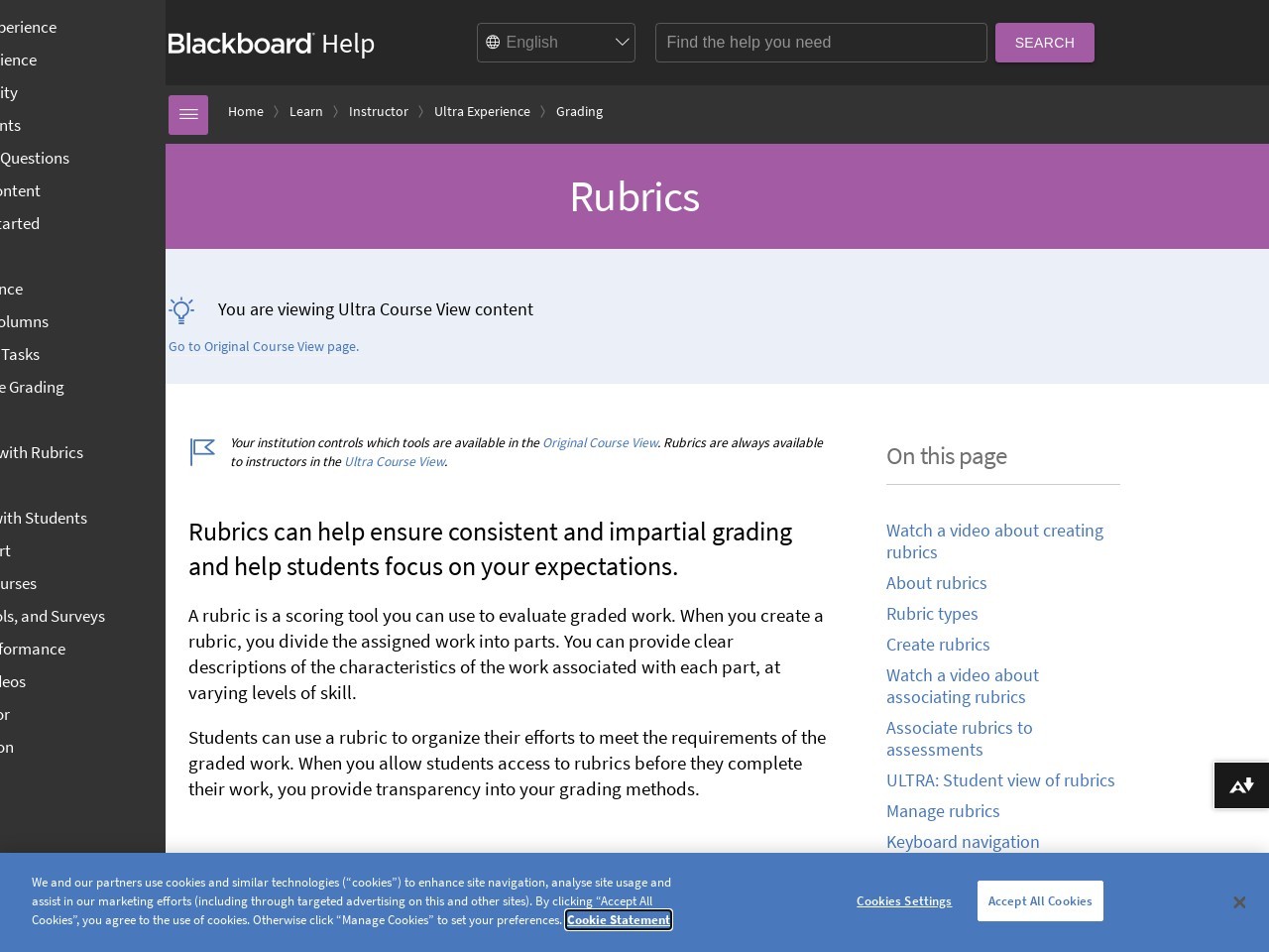 Rubrics | Blackboard Help