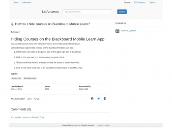 How do I hide courses on Blackboard Mobile Learn ...