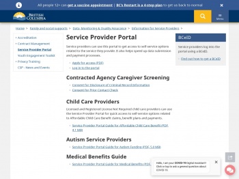 Service Provider Portal - Province of British Columbia