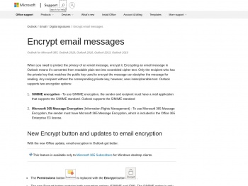 Encrypt email messages - Outlook - Microsoft Support