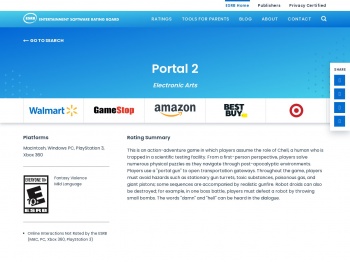 Portal 2 - ESRB Ratings