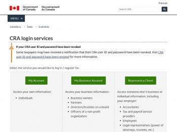CRA login services - Canada.ca - Gouvernement du Canada