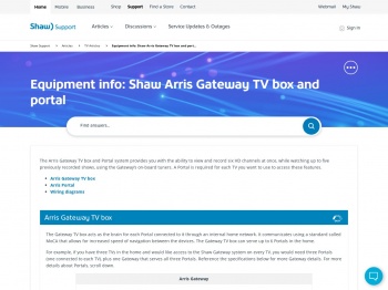 Shaw Equipment Information: Arris Gateway TV Box / Portal