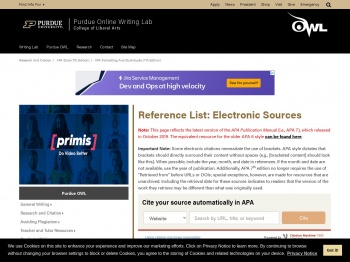Reference List: Electronic Sources - Purdue OWL