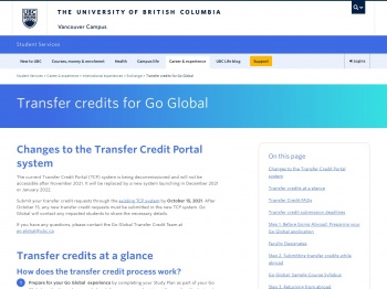 Transfer Credits for Go Global | Student Services