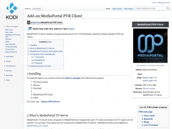 Add-ons:MediaPortal PVR Client - Official Kodi Wiki