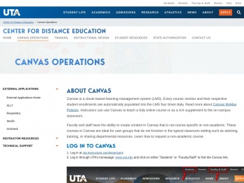 Canvas Operations - Center for Distance Education - The ...