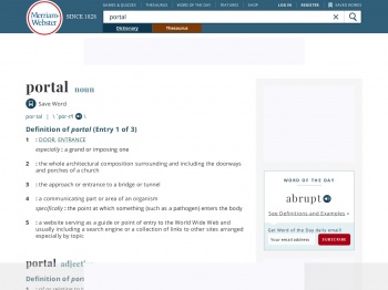 Portal | Definition of Portal by  Merriam-Webster