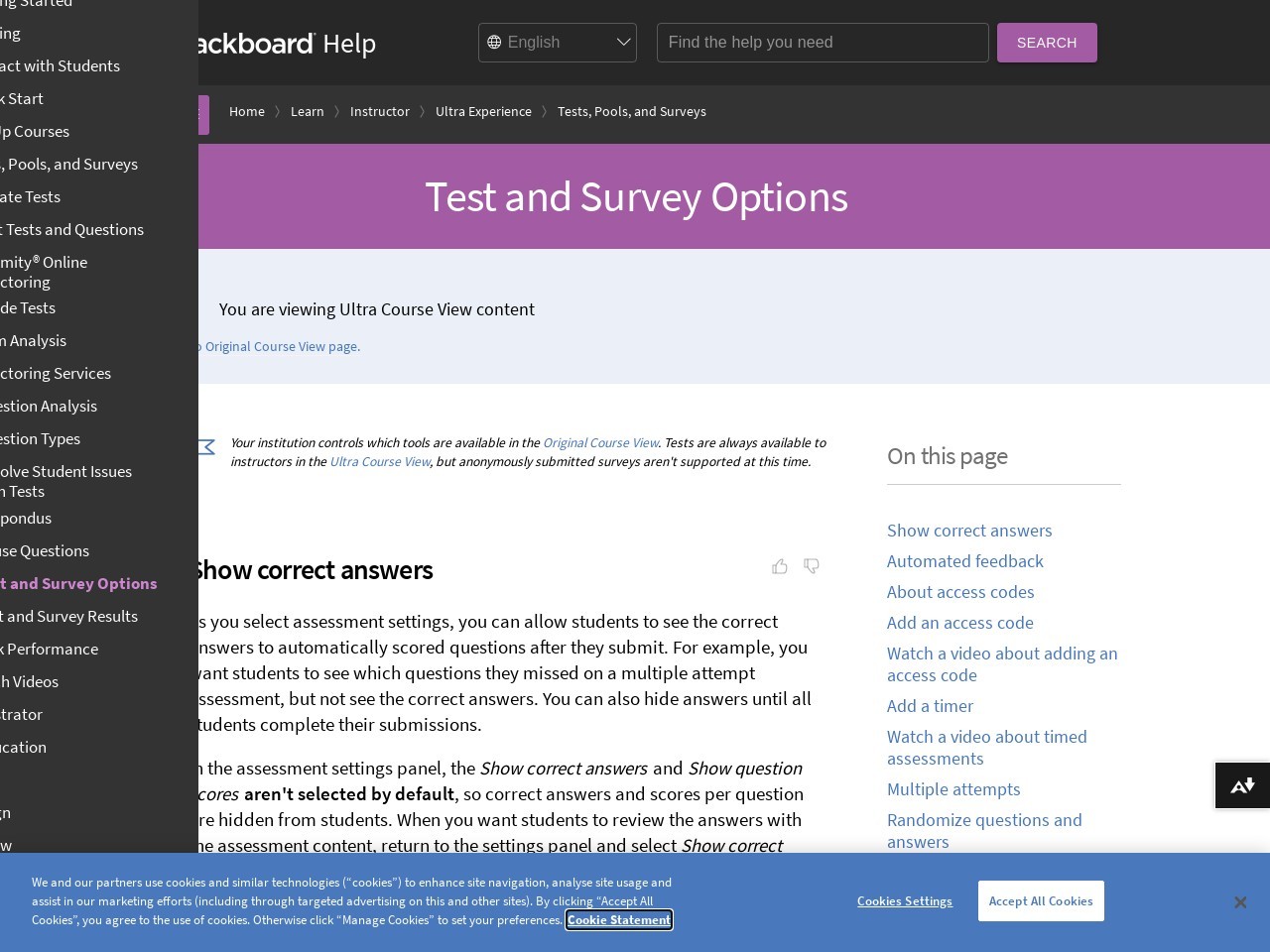 Test and Survey Options | Blackboard Help