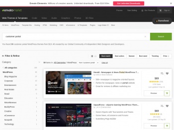 Customer Portal WordPress Themes from ThemeForest