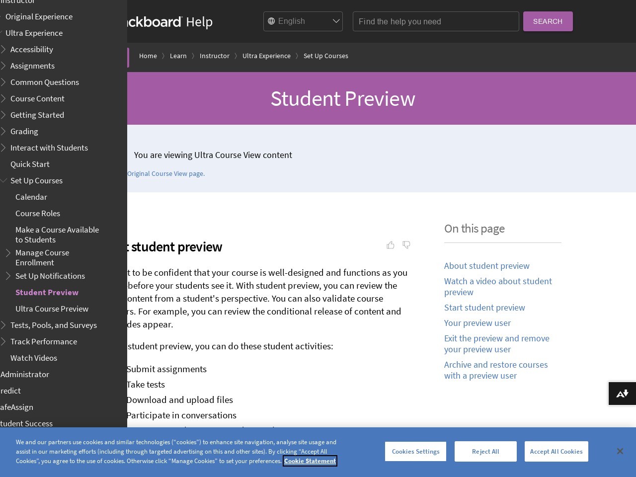 Student Preview | Blackboard Help