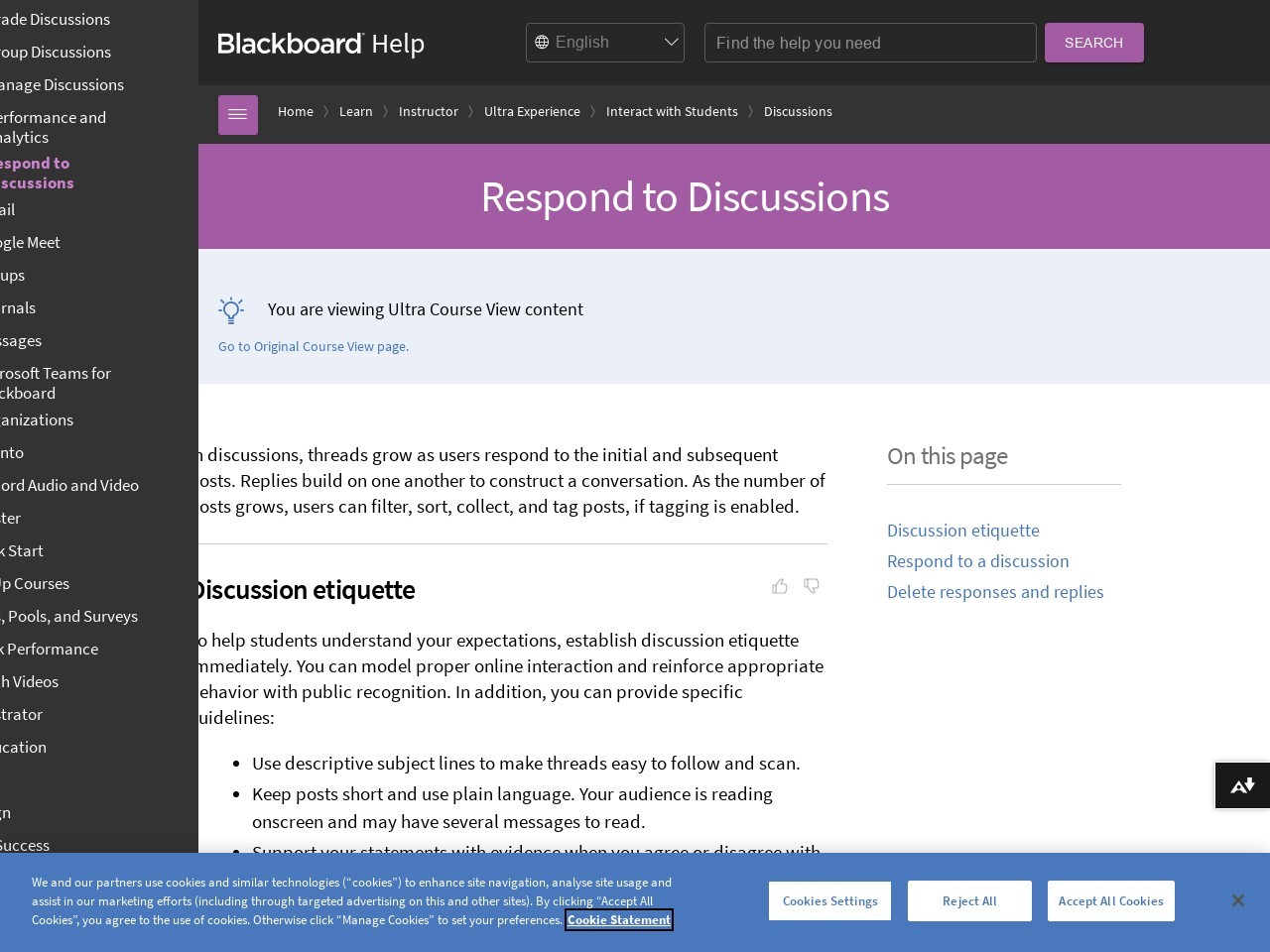 Respond to Discussions | Blackboard Help