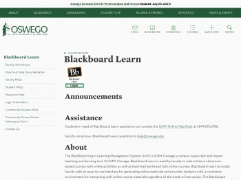Blackboard Learn - SUNY Oswego