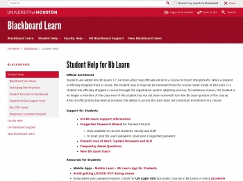 Student Help for Bb Learn - University of Houston