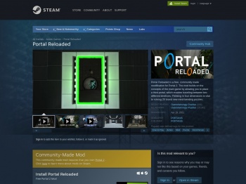 Portal Reloaded on Steam