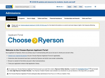 Choose>Ryerson Login – Admissions – Ryerson University” /></a><br />
Track your application status in My Application Status. To access your Choose>Ryerson Applicant Portal account you must first create a Ryerson Online Identity.</p>
<h2><a href=