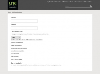 UNE Federated Login - The University of New England