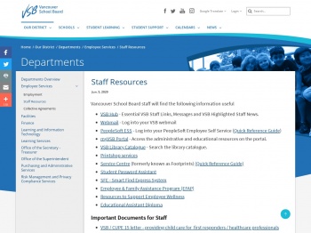 Staff Resources - Vancouver School Board