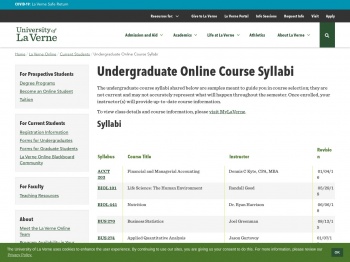 Undergraduate Online Course Syllabi - the University of La ...