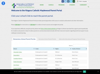 Parent Portal School List - Niagara Catholic District School ...