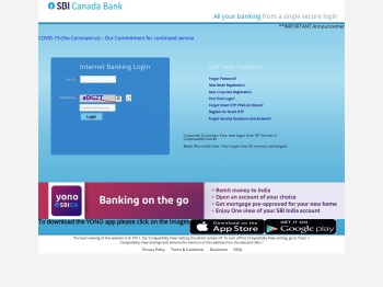 SBI CANADA Bank e-Banking: Internet Banking Login